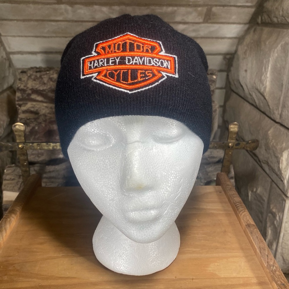 Harley-Davidson Mens Embroidered Bar & Shield Knit Beanie Cap Black